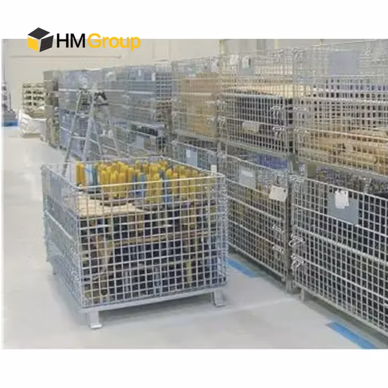 Large Storage Wire Mesh Collapsible Stackable Foldable Container with Lid