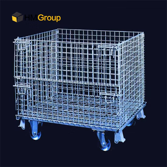 Large Storage Wire Mesh Collapsible Stackable Foldable Container with Lid