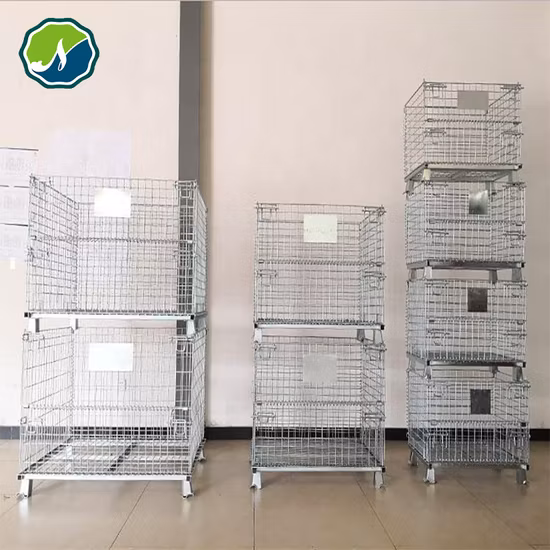Складная металлическая коробка для оборота и штабелируемая проволочная сетка Проволочная сетка для коробок для поддонов
